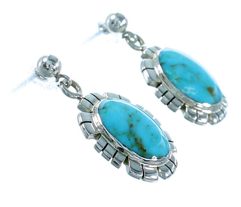 Turquoise Sterling Silver Southwest Post Dangle Earrings RX106461